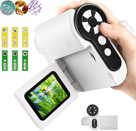 Microscope for Kids, [3-in-1] 1000X Handheld Mini Scope with 2" LCD Screen, Portable Miniscope for Kids 8-12 Halloween Christmas Birthday Edu Gifts, 32GB TF Card Included