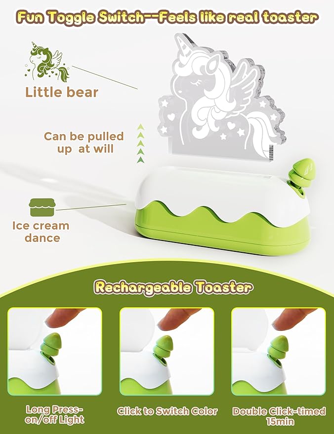 L LOHAS LED Cute Toaster Night Lights for Kids, Kawaii Stuff Horse Desk Lamp, Rechargeable Desk Decor for Bedroom, Besides, Dinning, Nursery Night Light for Kids, Boys, Girls, Gifts