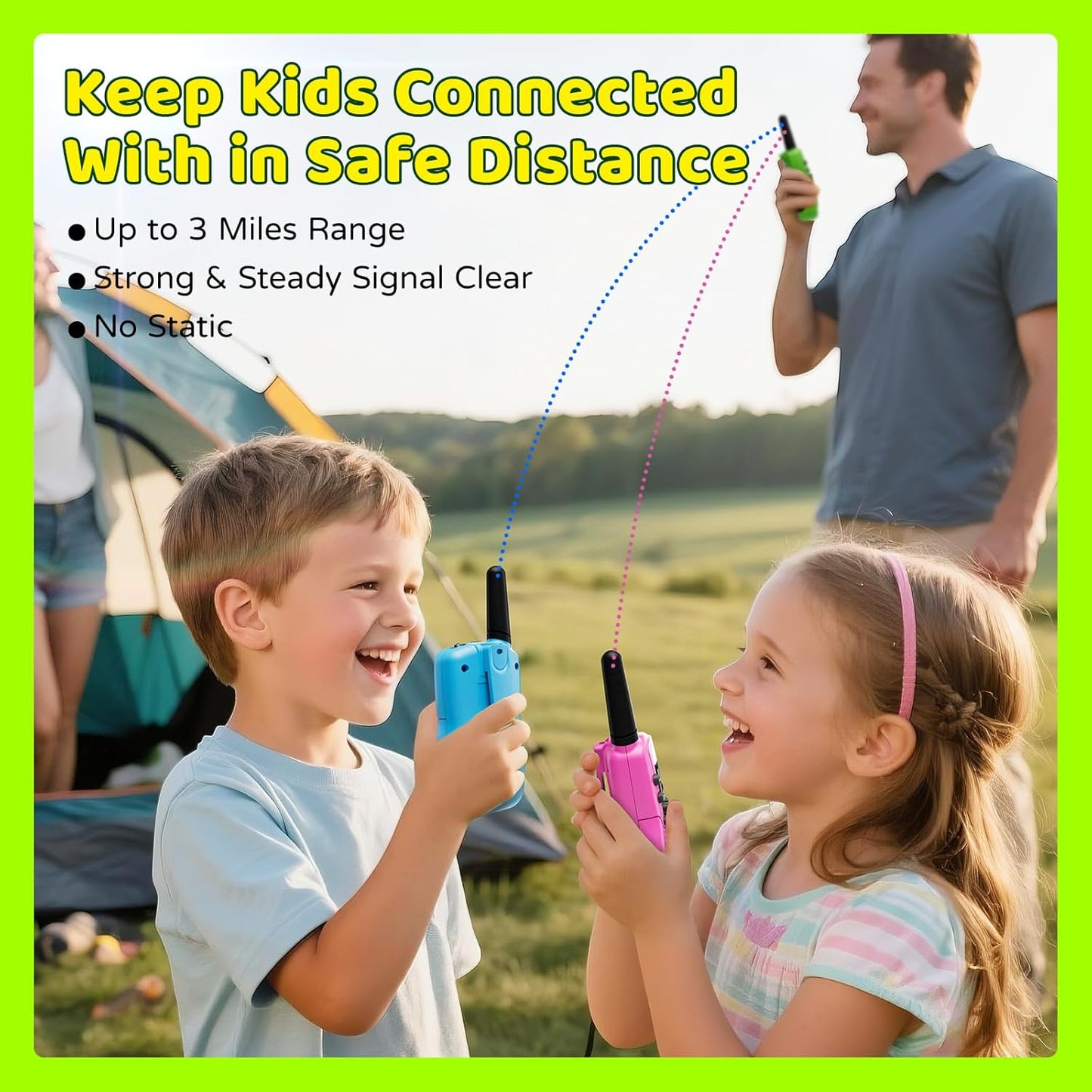BATURU Walkie Talkies for Kids 3 Miles Long Range, Battery-Saving Walkie Talkie, 22 Channels Kids Walkie Talkies 3 Pack, Outdoor Camping Toys for Girls Boys Age 5-10, Stocking Stuffers for Girls Boys