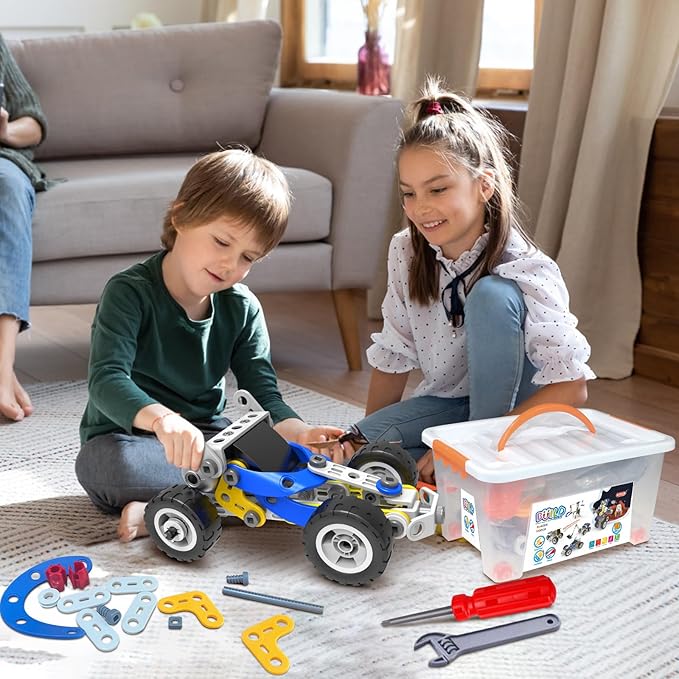 10 in 1 Electric Stem Toys for 5 6 7 8 9+ Year Old Boys Toy Building Blocks Set Stem Kit Kid Age 4-8 5-7 8-10 Educational Creative Game Construction Activities Robot Excavator Birthday Gift Idea