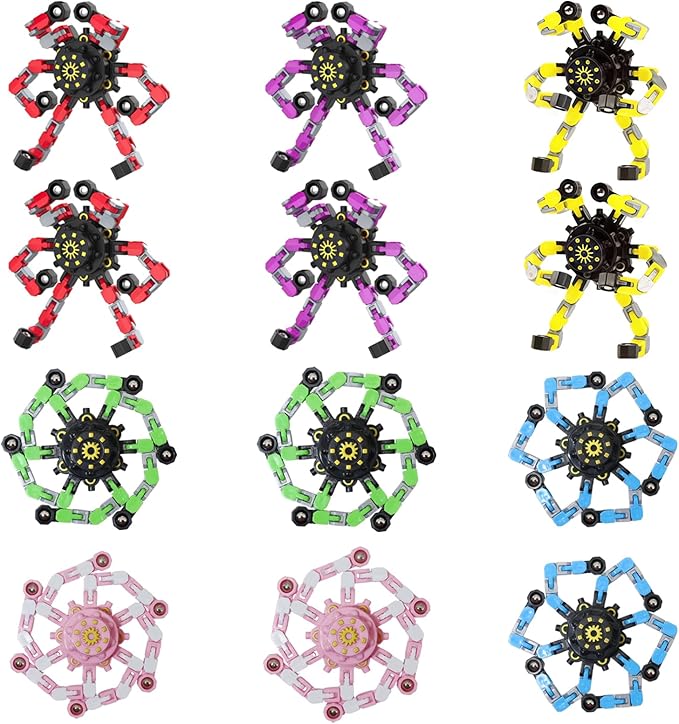 12pcs Transformable Fidget Spinners Children's Advanced Fidget Toys for Stress Relief Ideal Fidget Spinners for Sensory Toys for Boys and Girls with Autism，Party Favors