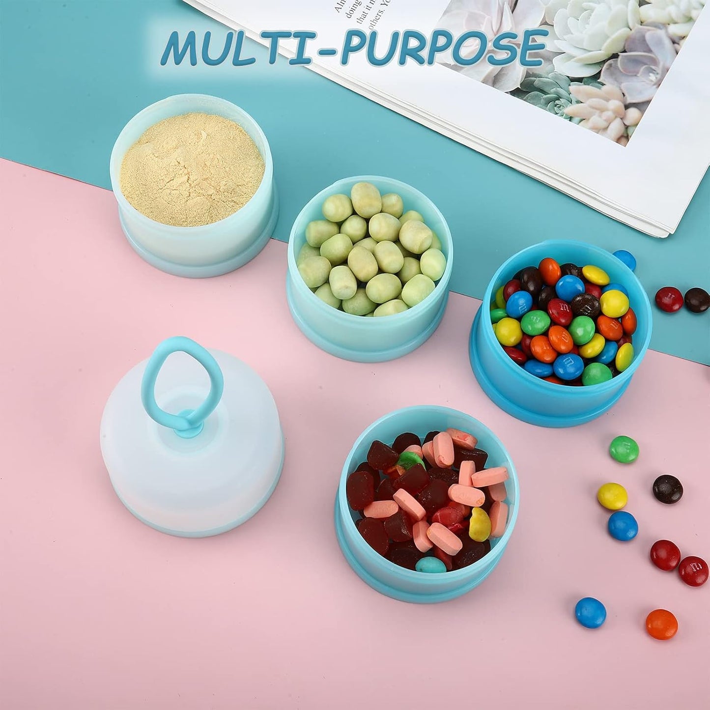 Accmor Baby Formula Dispenser On The Go, Stackable Formula Dispenser for Travel Formula Container to Go, Non-Spill Milk Powder Baby Kids Snack Storage Container, BPA Free, 2 Packs