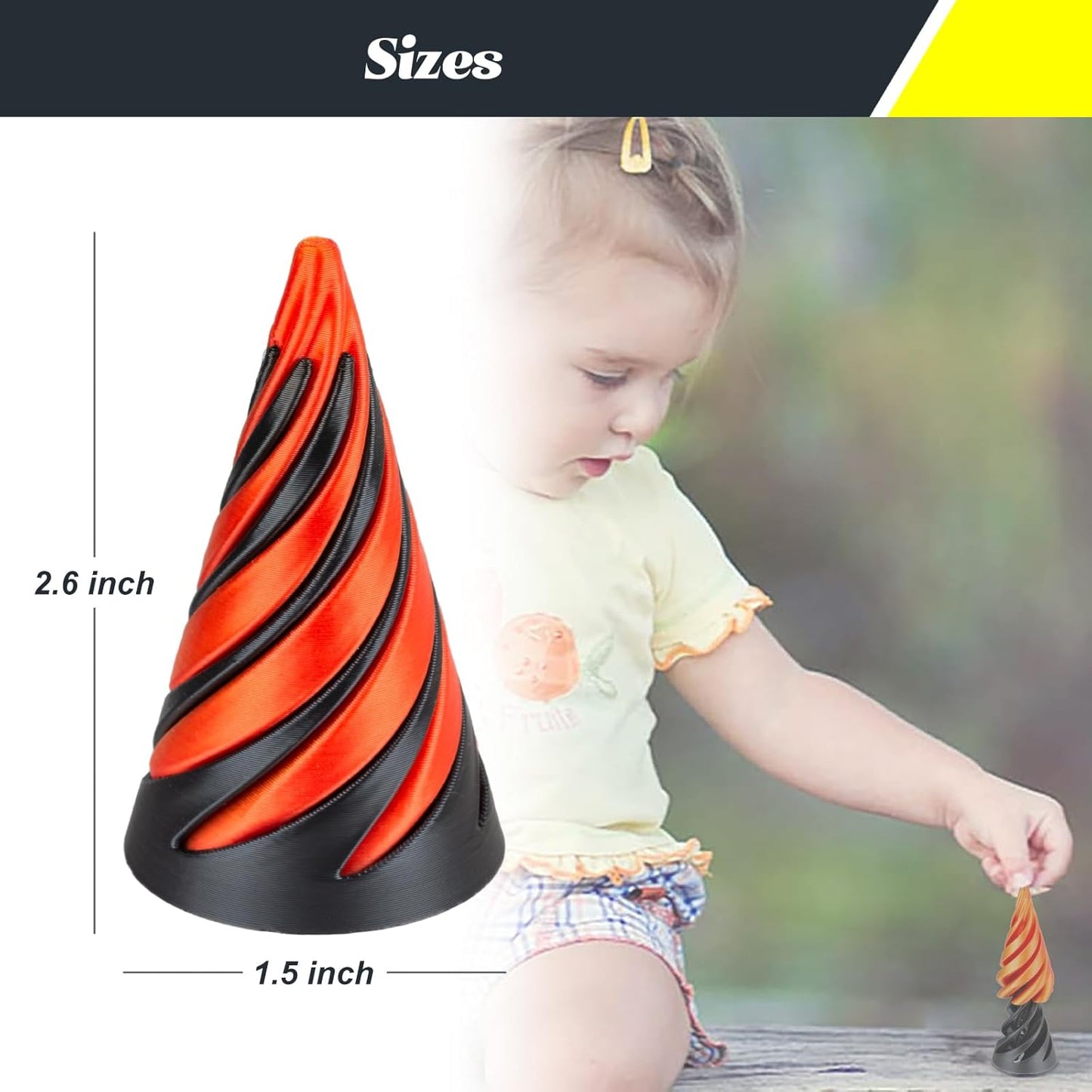 Impossible Pyramid Passthrough Sculpture 3D Printed Spiral Cone Toy Spiral Cone Fidget Toy Pass Through Pyramid Fidget Toy Stress Relief Desk Toy Pyramid Model Relax Anxiety Toy for Children Adult