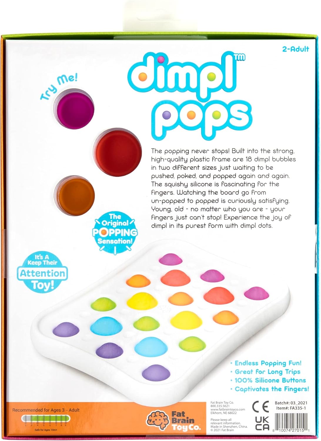 Fat Brain Toys Dimpl Pops - The Ultimate Popping Experience, Kids & Adults