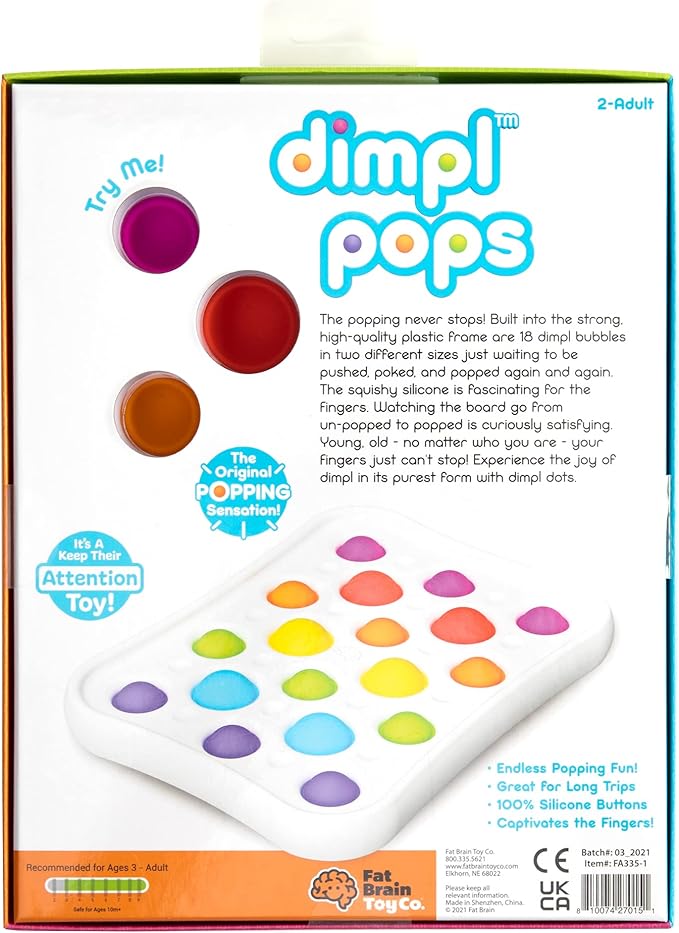 Fat Brain Dimpl Pops, Early Development & Educational Baby Toy, Suitable for Boys & Girls Aged 2 Years Or Above