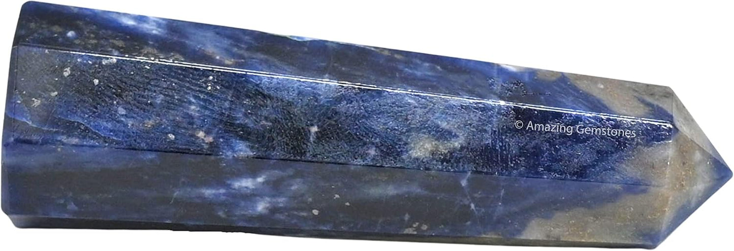 Amazing Gemstone Sodalite Crystal Towers - Natural Healing Crystal Point Obelisk for Reiki Healing and Crystal Grid (3 Inch)