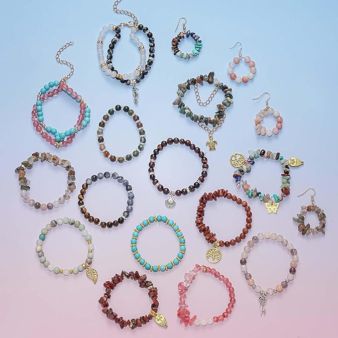 Xyliise Natürliche Perlen Set for Adults Bracelet Making Kit Beads for Bracelets Jewelry Making Kit DIY Crystal Tree Tree of Life DIY Jewelry Necklace Earrings