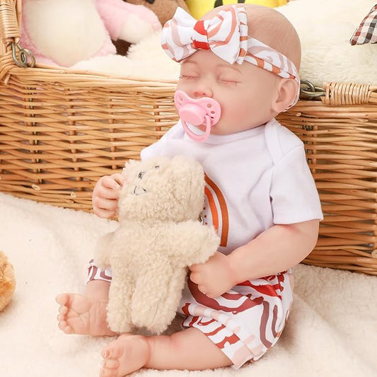 Jirachi Lifelike Reborn Baby Dolls, 18-Inch Adorable Real Life Full Body Vinyl Sleeping Baby Girl, Cute Realiatic Reborn Baby with Feeding Kits