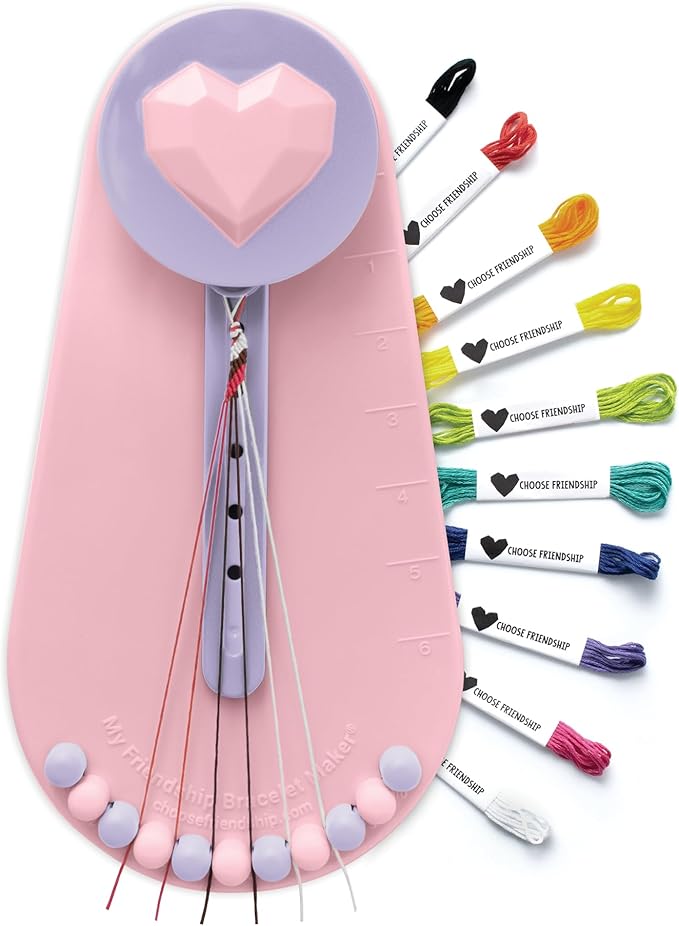 Choose Friendship Bracelet Making Kit – DIY Craft Loom for Kids Ages 8+, New & Improved Design, Includes 20 Threads, Makes 8 Bracelets, Pink “Blush Berry