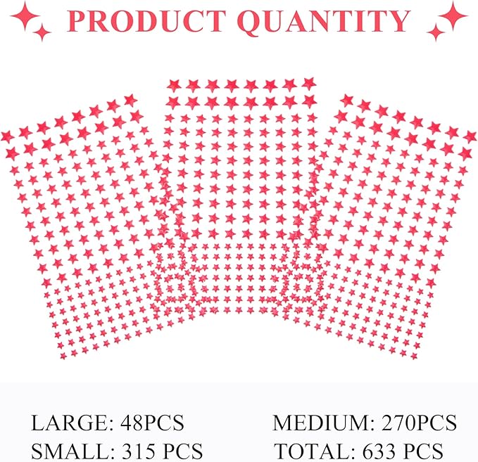 Glow in The Dark Stars Decals Decor 633 Pcs Luminous Dot Stars, 3D Starry Stars Glow in The Dark Stickers for Ceiling or Wall and Kids Bedroom Décor