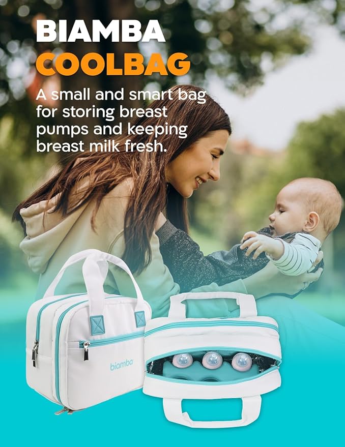 Coolbag Breastmilk Cooler Bag - Dedicated Storage Breast Pump Bag, Stores up to Six Bottles - Large Built-in Breastmilk Cooler w/Ice Pack - Double Zipper & Separate Spaces for Different Items