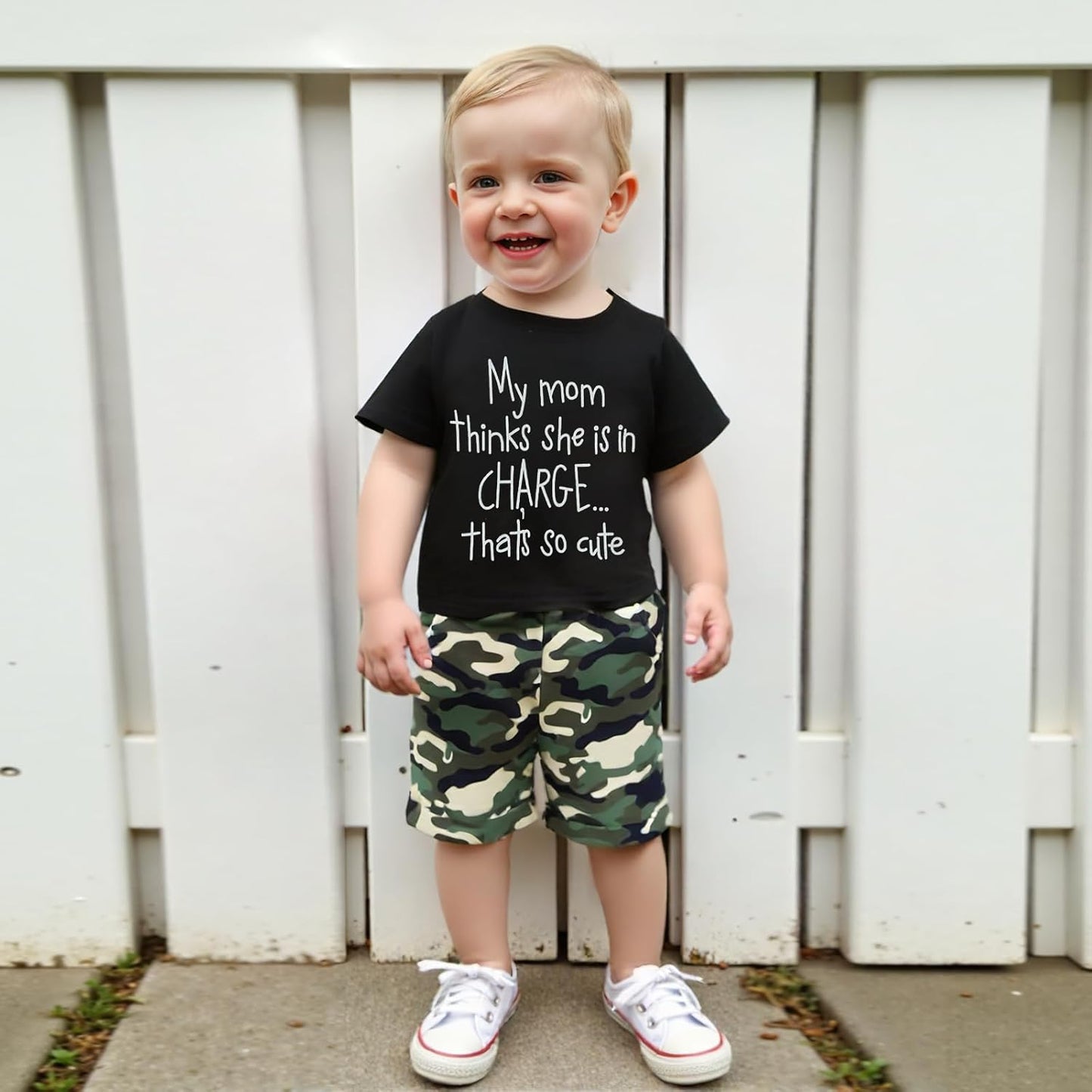 wdehow Toddler Kids Baby Boy Summer Clothes Sets 1T 2T 3T 4T 5T Letter Print Short Sleeve Tops Camouflage Shorts Outfits
