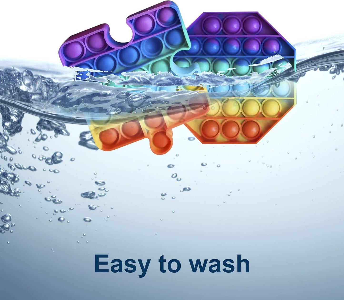 Enovoe Pop Fidget Toys - 4 Pack, Push Pop Toys for Kids and Adults 6.77 x 6.5 x 3.11 in - Rainbow Bubble Fidget Poppers - Fidget Shapes - Square Octagon Apple Puzzle