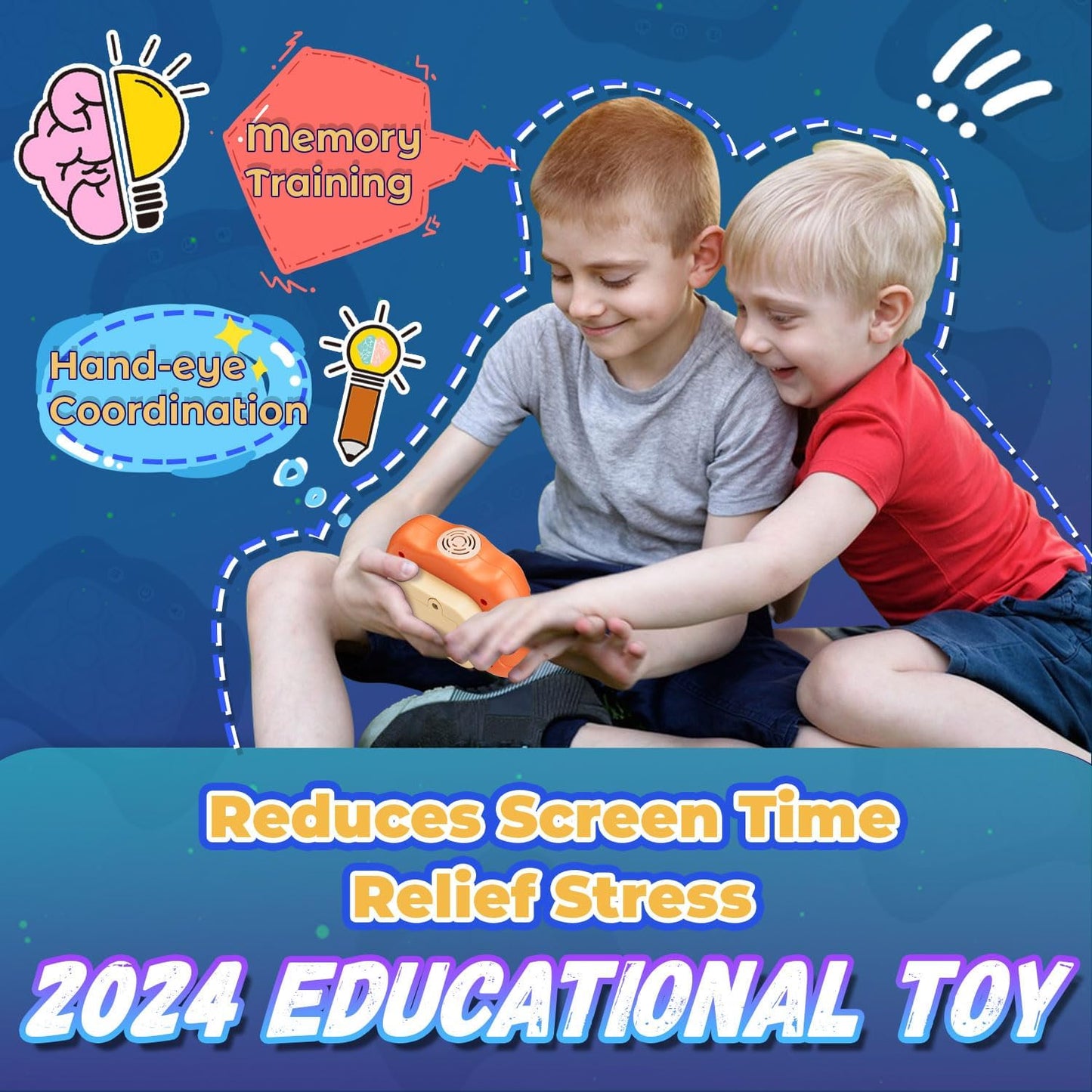 Quick Push Game for Kids 8-12,Pop Sensory Fidget Toys for Kids 6-12,Birthday Gifts for Boys and Girls (Orange)