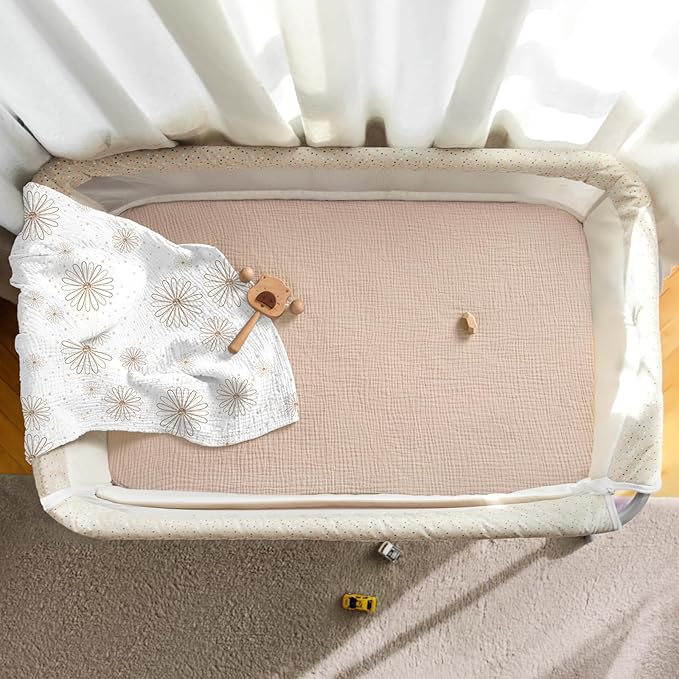 lulumoon Muslin Bassinet Sheets Baby: Cotton Bedside Sleeper Bassinet Sheets Fitted for Boys and Girls