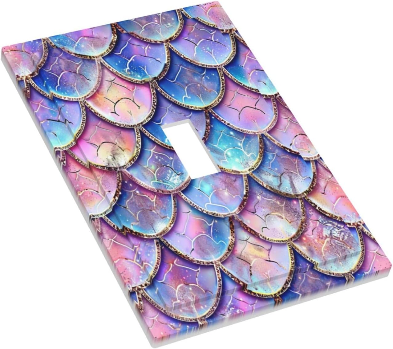 Decorative Switch Covers Plate Cute Pink Purple Mermaid Scales 1 Gang Wall Plate Unique Single Toggle Wall Cover Plate Jumbo Electrical Light Switch Plate Faceplate for Bedroom Home Decor