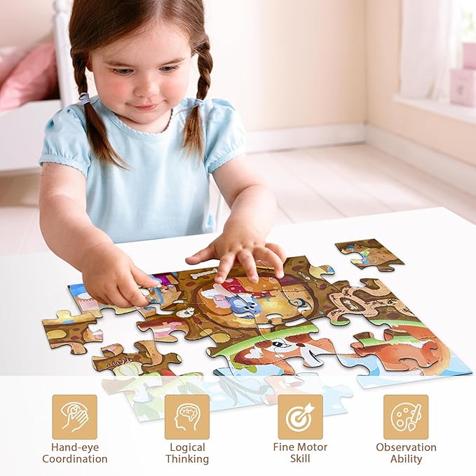 Jumbo Floor Puzzle for Kids,Large Jigsaw Puzzles 24 Piece for Kids Ages 3-5 (Fox Secret)