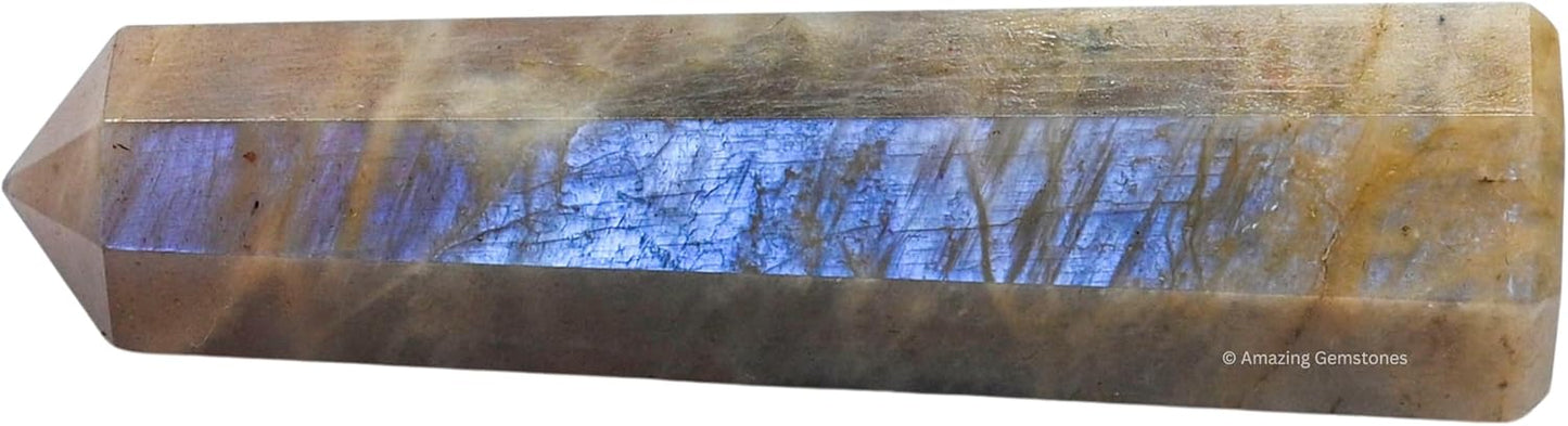 Amazing Gemstone Sun Moonstone Crystal Towers - Natural Healing Crystal Point Obelisk for Reiki Healing and Crystal Grid (3 Inch)