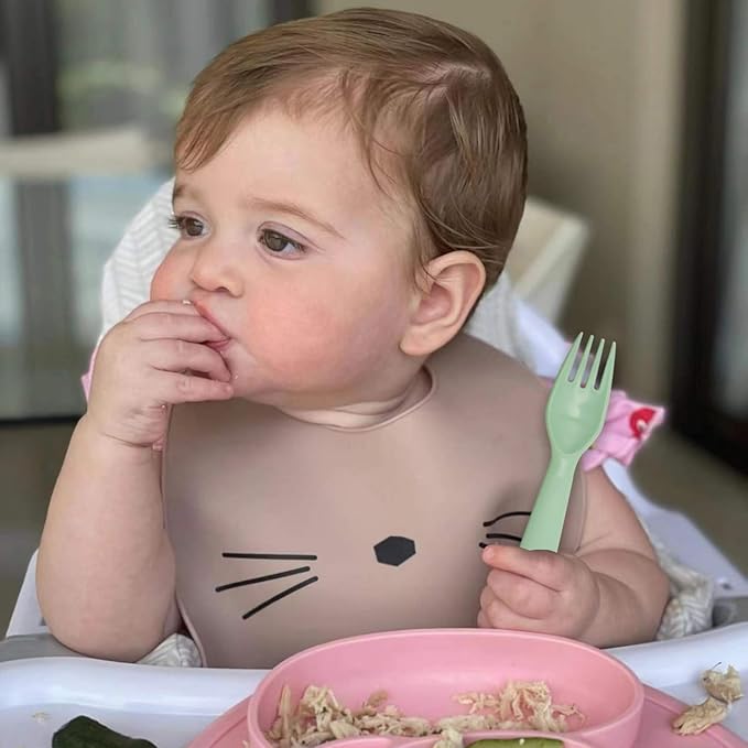 12 Pcs Kids Spoons and Forks Toddler Utensils Plastics Reusable Silverware Baby Cutlery Set Feeding Dinnerware Utensils BPA Free Microwave Dishwasher and Freezer Safe- Light Green