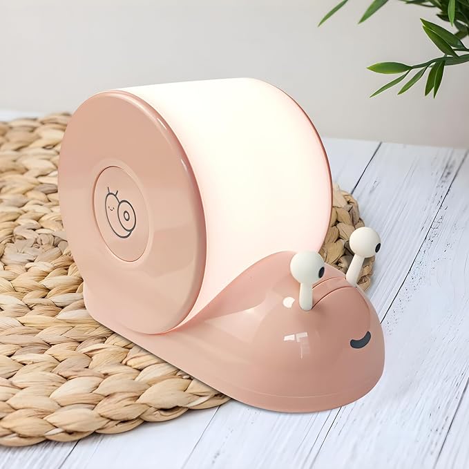 Cute Snail Night Light | Magnetic Base Dimmable Bedside Lamp | 800mAh Long-Lasting Soft Light |USB Rechargeable Timer Safe Portable LED Lamps|Breastfeeding Dorm Room Decor