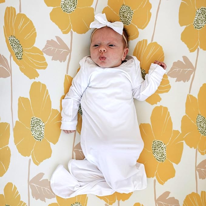 Crib Sheets Neutral - Fitted Baby Crib Sheets Bed for Girl Boy - 2 Pack Standard & Toddler Mattress (Poppy Fields) - Buttery Soft Organic Cotton Blend