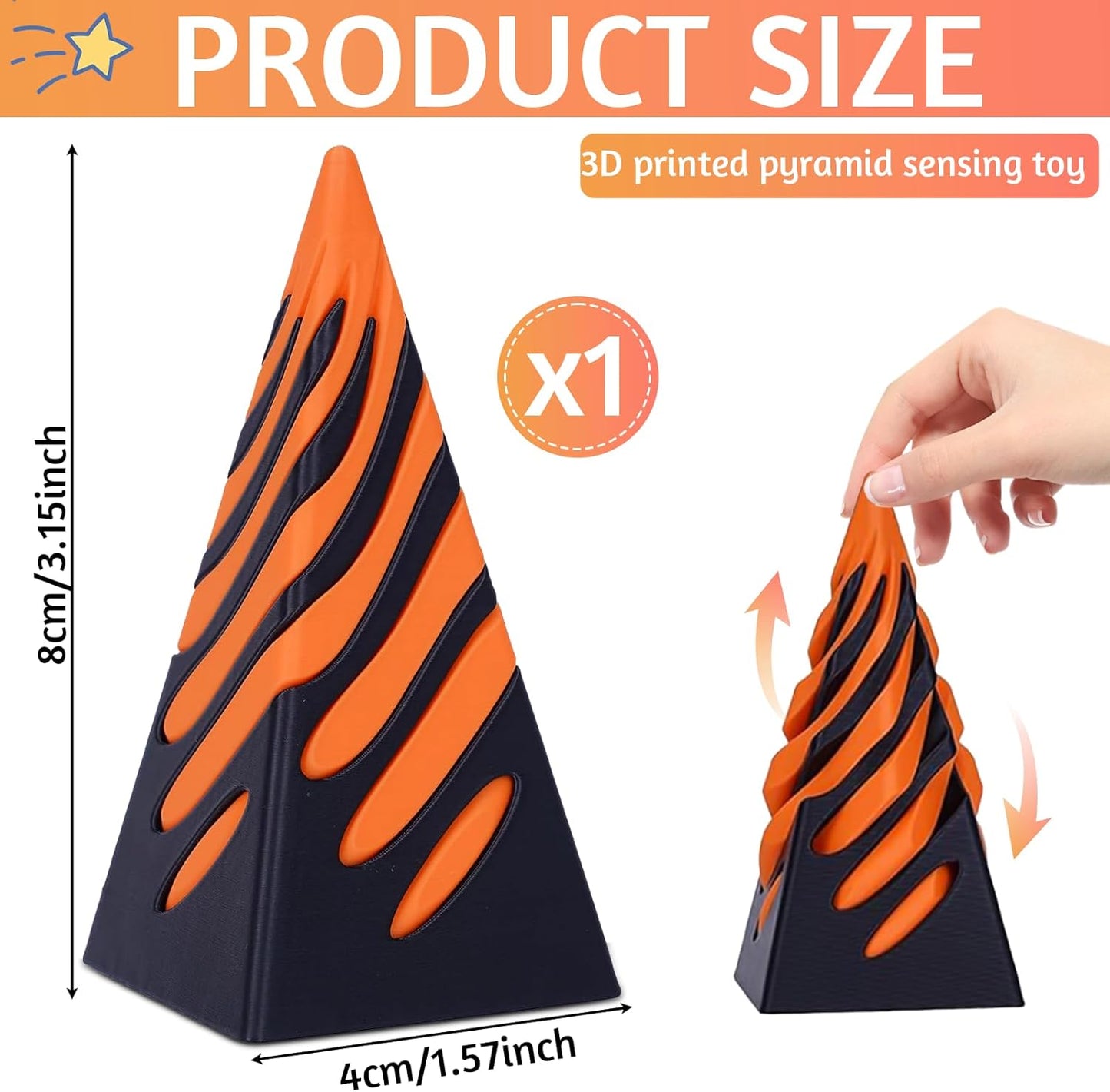 Impossible Pyramid Passthrough Sculpture, 3D Printed Spiral Cone Toys, Spiral Cone Fidget Toy, Anxiety Relief Toy, Pass Through Pyramid Fidget Toy, Mini Vortex Thread Illusion for Adult Children