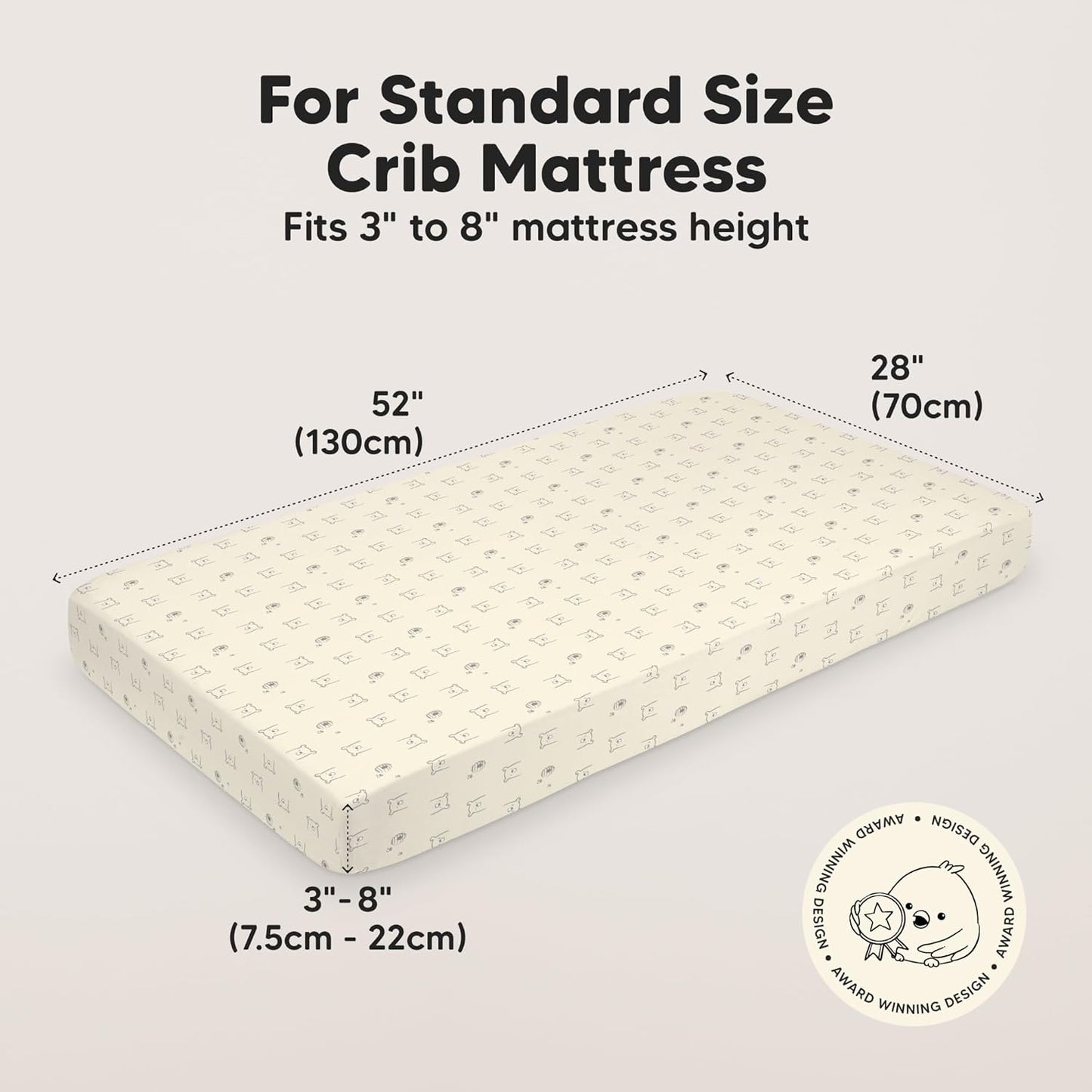 KeaBabies 2-Pack Baby Crib Sheets for Boys, Girls - 52x28 Viscose Derived from Bamboo Toddler Bed Sheets Neutral, Fitted Crib Mattress Cover for Standard Baby Bedding, Soft & Cozy (Bumble Bear)