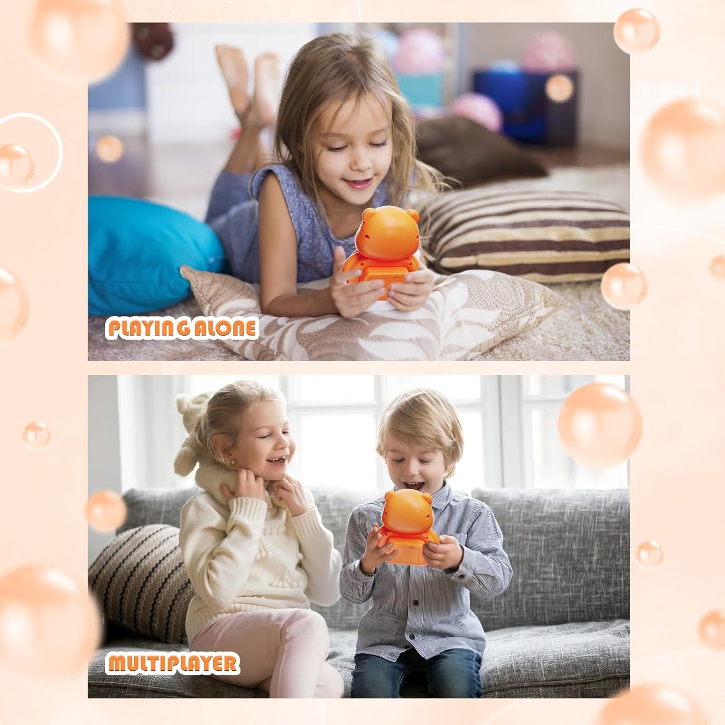 Fast Push Game, Light Up Pop Game Console, Handheld Game for Kids Age 6-12, Fast Push Bubble Game, Fidget Toys for Kids, Stress Relief Game for Kids and Adults, Birthday Gift (Orange Bear)