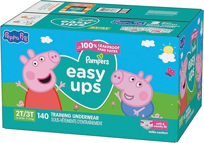 Pampers Training Pants - Easy Ups Girls & Boys - Size 2T-3T, 140 Count, Peppa Pig Potty Underwear (Packaging May Vary)