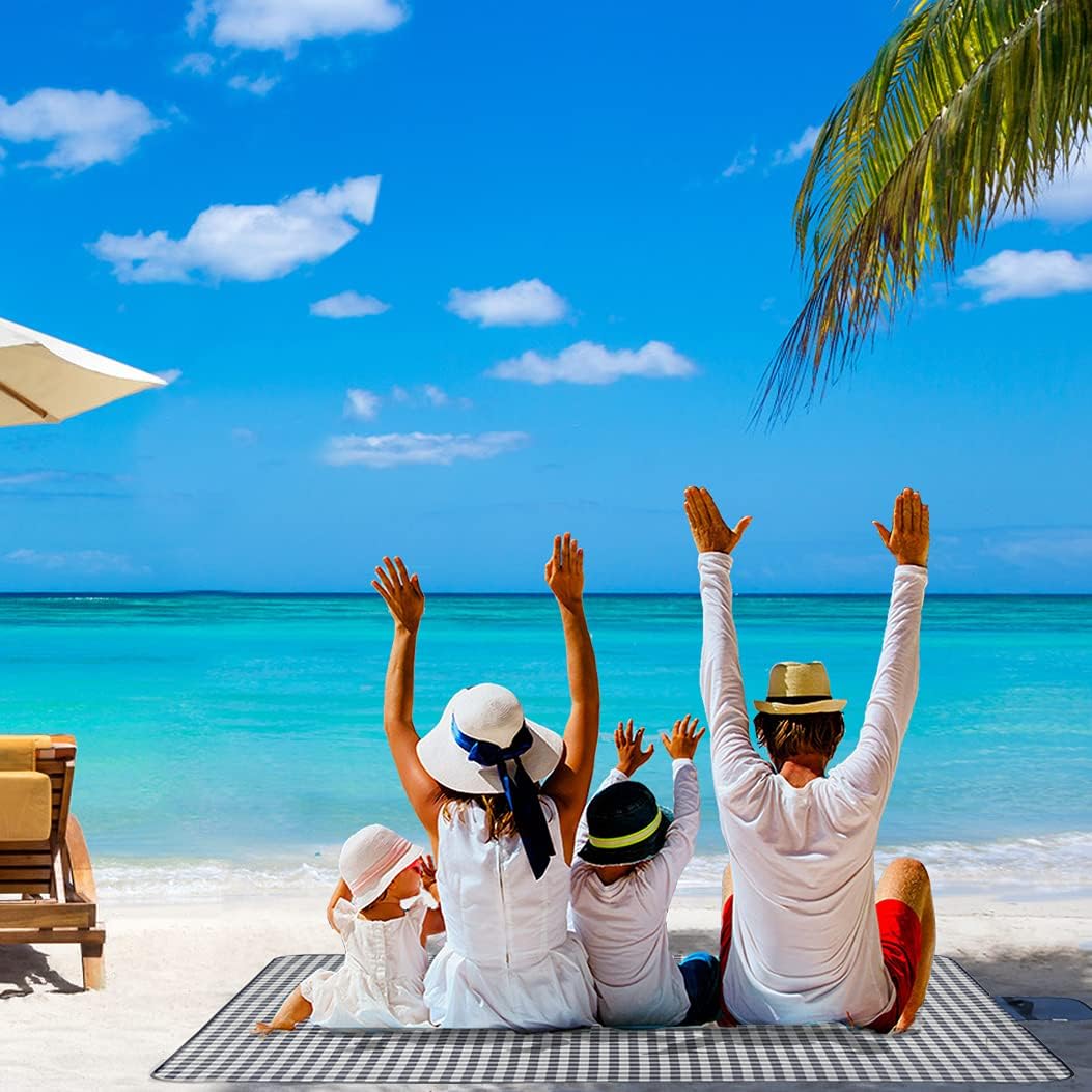 Beach Blanket Extra Large Picnic Mat Sand Free Waterproof Camping Blanket Easy Fold Carry Portable Travel Blanket Play Mat for Outdoor Indoor Hiking Festival BBQ Park Grass Lawn