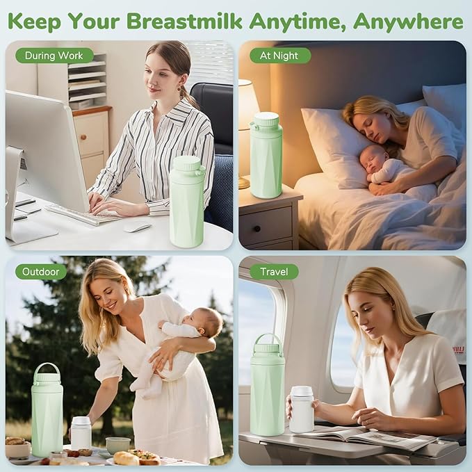 22oz Portable Breast Milk Cooler Bottle-Breastmilk Chiller for Outdoor Travel Mom, Keeps Milk Fresh Cooling for 24 Hours,Breastfeeding Essentials with 2pcs Bottle for Breastmilk Storage