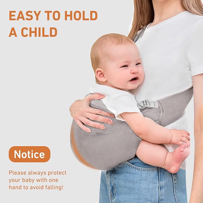 Baby Sling Carrier, Baby Carrier Newborn to Toddler, Mesh Toddler Carrier, Lightweight Breathable Summer Baby Wraps Carrier, Baby Carriers One Size Fits All (Grey)