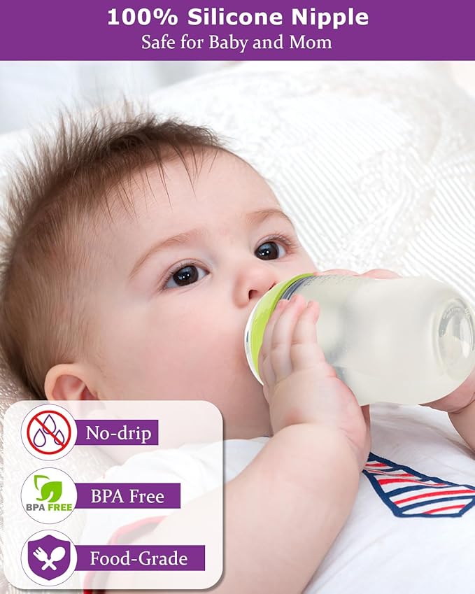 Sippy Spout Nipples for Comotomo Baby Bottles,100% Soft Silicone Sippy Cup Nipples,Variable Flow Conversion Nipple,6+ Months,4 Count