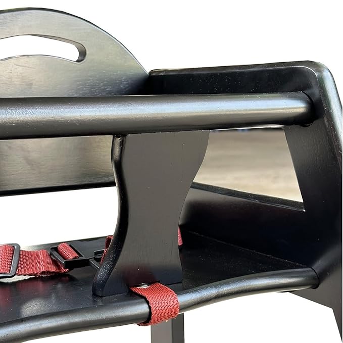 Wooden High Chair for Baby & Toddler – Restaurant-Style Stackable HighChair with Commercial Grade Solid Wood for Dining Table & Kitchen – Compact & Portable Design for Home & Restaurant Use - Black