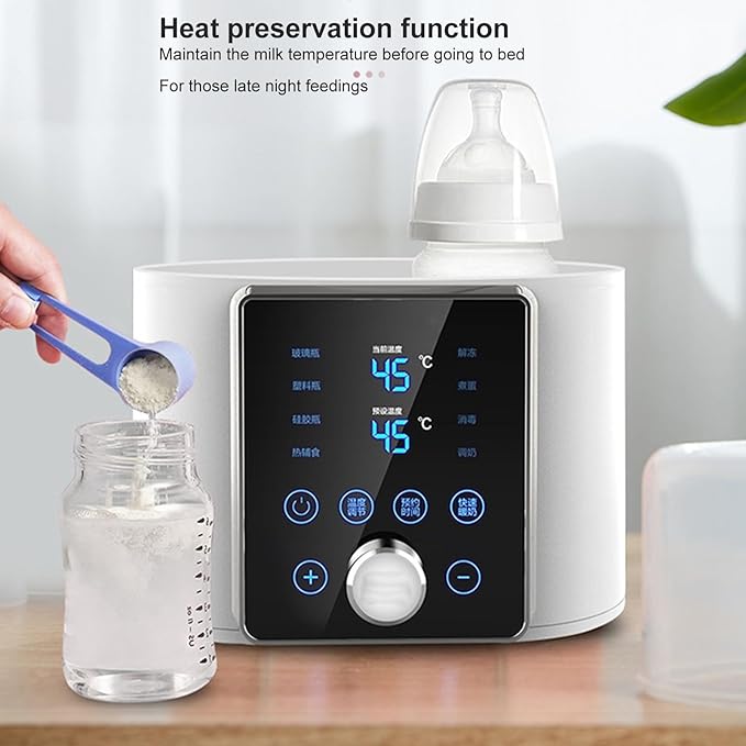 Asixxsix Baby Bottle Warmer, 2 in 1 Deep Cleansing Baby Milk Warmer, Dual Baby Bottle Warmer with Accurate Temperature Control, Heat Baby Food Jars, Constant Temperature