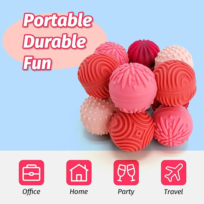 Fidget Magnetic Balls Toy - 8 PCS Red Texture Tactile Sensory Gift for Teens ADHD Autism Anxiety, Silent Stress Relief Massage Roller Item Desk Toy for Home Office Calm Down with Case