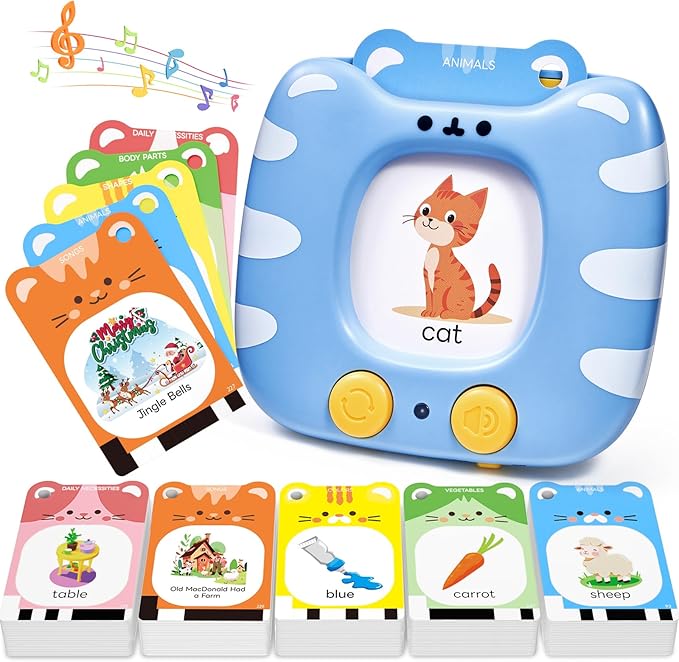 JoyCat Talking Flash Cards for Toddlers 1-5, 314 Words with Durable Thick Cards & Clear Audio, Easy to Slide in and Out, Speech Therapy Toys, Birthday Gifts for Boys Girls