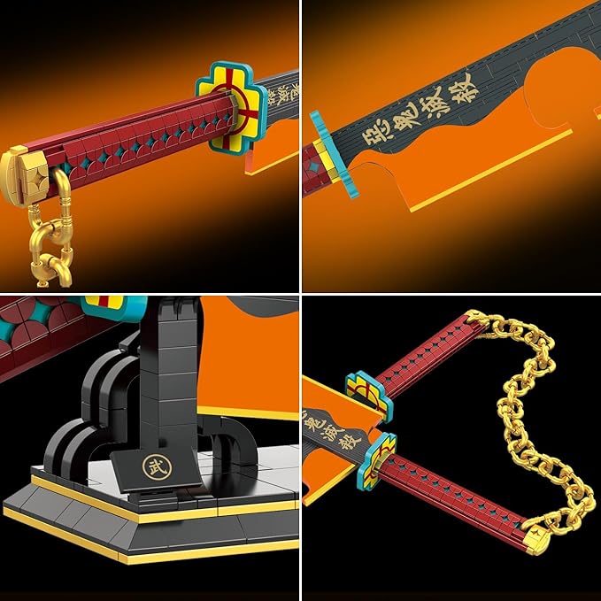 1478pcs, 82inch for Sword Building Block Model, Samurai Sword Set with Scabbard and Stand, Best Gift for Anime Fans