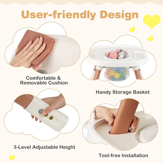 BABY JOY 16 in 1 High Chair, Convertible Baby Highchair for Babies and Toddlers with Activity Center, Booster Seat, Building Block Table, Toddler Chair with Safety Harness, Removable Tray (White)