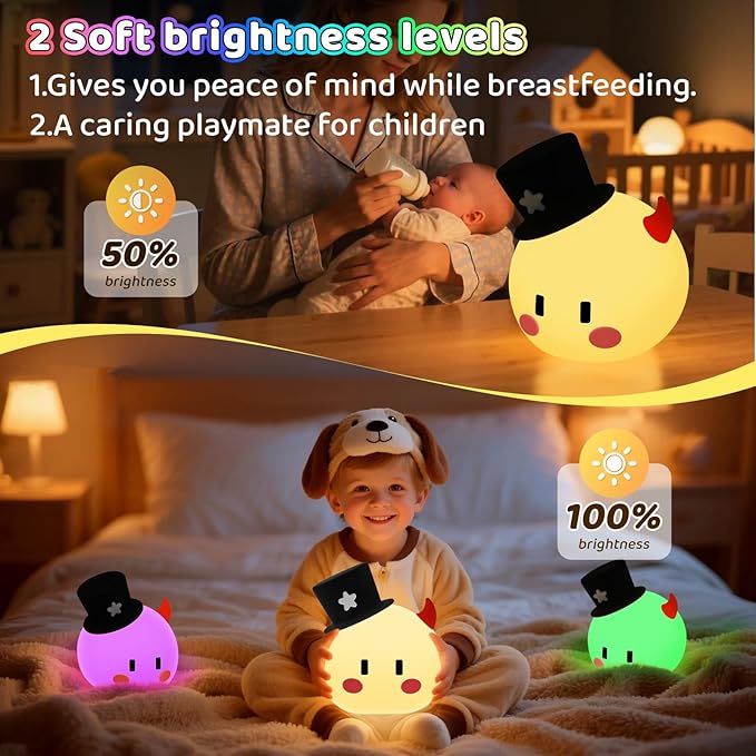 Monster Night Light for Kids, 8-Color Modes & Voice Controlled Light Lamps, Cute Soft Touch Silicone Portable Rechargeable Touch Nightlight for Breastfeeding, Bedroom Decor, Boys and Gifts for Girls