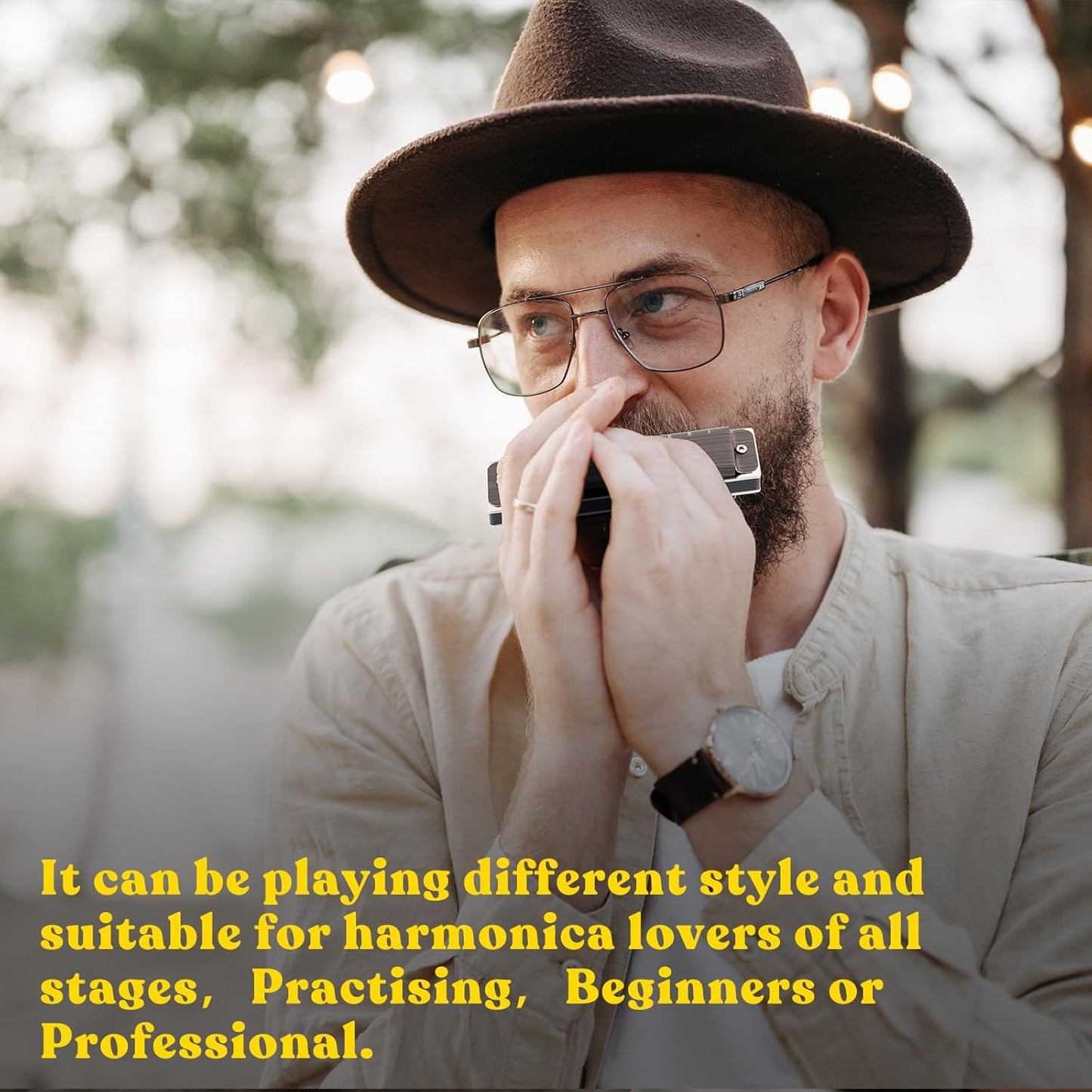 EastRock Harmonica, Blues Harmonica Mouth Organ 10 Hole C Key with Case, Diatonic Harmonica for Professional Player, Beginner, Students, Adult, Friends, Gifts（Brushed Metal）