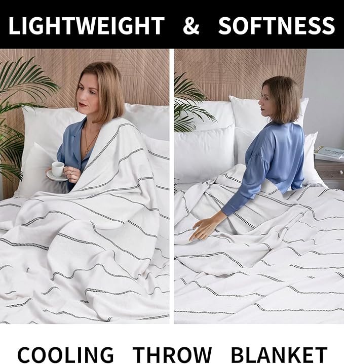 Genovega Extra Large Turkish Blanket Cooling Blanket for Hot Sleeper Throw Queen Full Size Quilt Thin Lightweight Breathable Comforter Summer Ice Cold Bedspread Bed Sheet Bed Bedroom Accessories