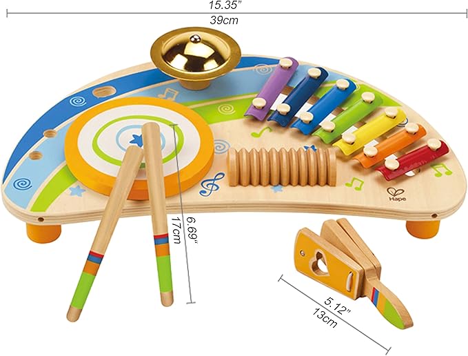 Hape Mighty Mini Band Wooden Percussion Instrument| Preschool Educational Music Toys for Kids