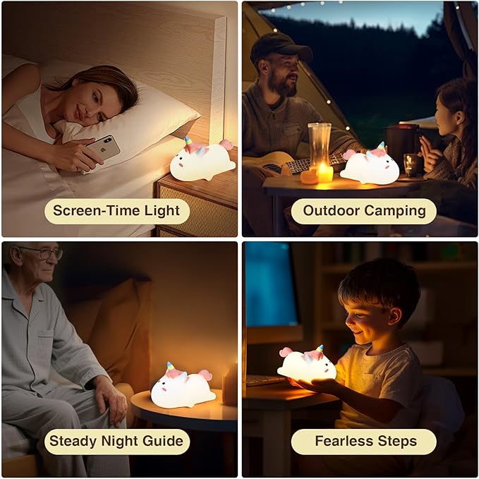 Dealswin Night Light for Kids, Cute Animal Touch lamp, Color Changing Silicone LED Night Light, Table Lamp Bedside Lamp Nursery Night Lamp Gifts for Girls Toddler Baby Room Decor