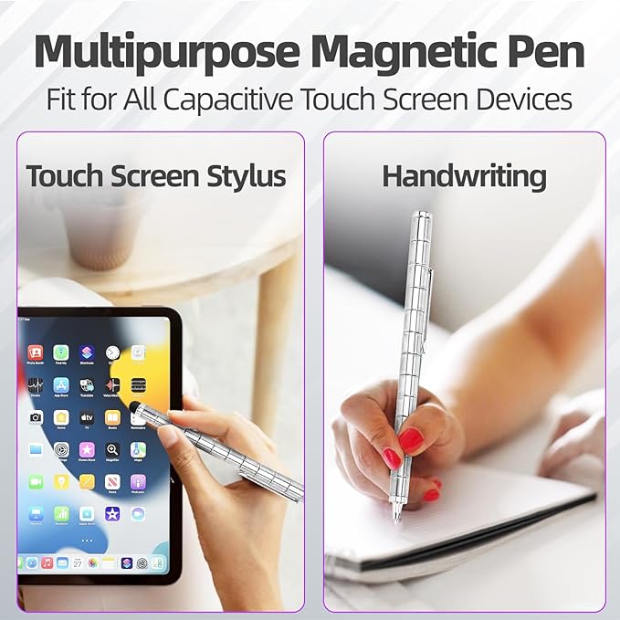 Magnetic Fidget Pen Toys - Multifunctional Writing Novel Pen for Friends, Kids, Boys, Girls, Teens 8 9 10 11 12, Office Teacher Birthday Party Gifts, Stress & Anxiety Relief(Silver)