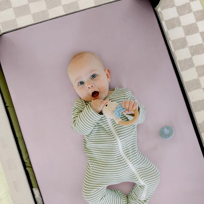 GRSSDER Fitted Pack and Play Sheets Set 3 Pack, Stretchy Ultra Soft Jersey Knit Portable/Mini Crib Sheets for Girls, Universal Fit for Pack N Plays Safe and Snug, Stylish Floral Pattern