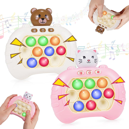 Toys for Boys Girls Teen 3-12: 2 Pack Colorful Light Up Fast Push Bubble Handheld Game Birthday Gifts for 3 4 5 6 7 8 9 10 12 Year Old Girls Boys Pop Fidgets Kids Games