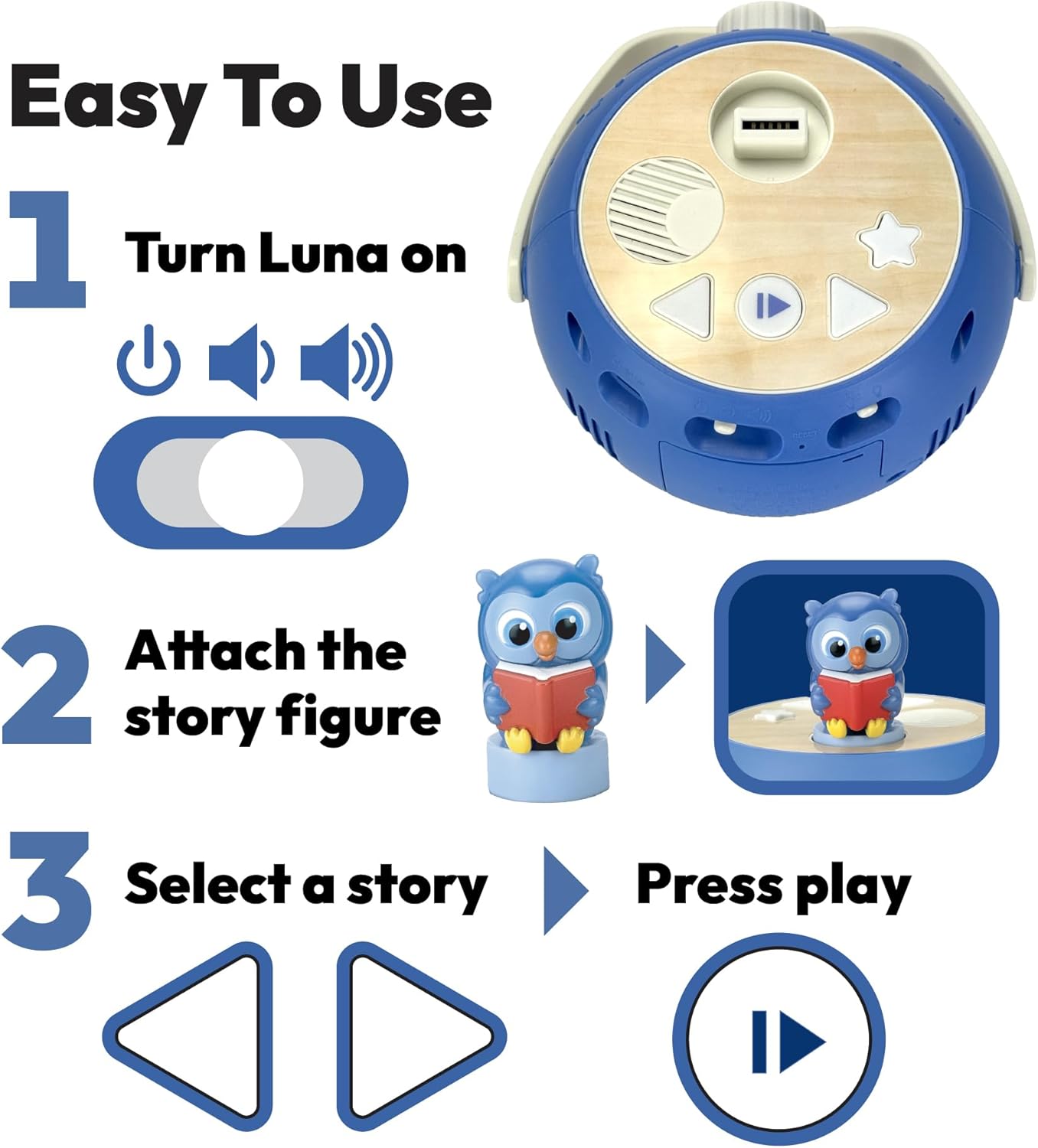 Bedtime Figurine Cartridge – Projects 5 Soothing Stories and 5 Bedtime Songs, Over 30 Minutes of Audio Content | Gift and Toy for Ages 3+