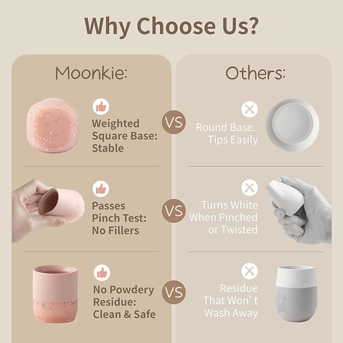 Moonkie Baby Training Cup & Sippy Cup Set | 4 Months+ | Baby-Led Weaning Essential | Gift for Infants (Blush Cup Set, 2 Pack)