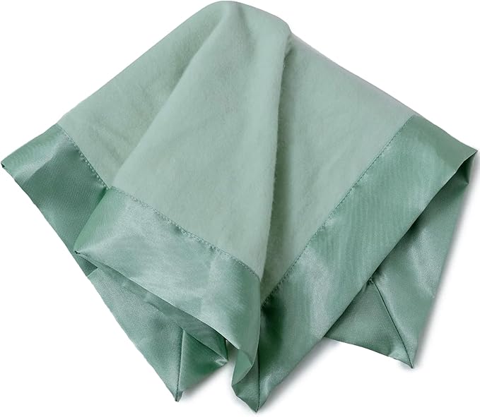 Ultra-Soft Lovey Security Blanket - Baby Essentials, Newborn Essentials, Ultra-Soft Fleece Baby Blanket with Satin Trim – 16" x 16" - Sage